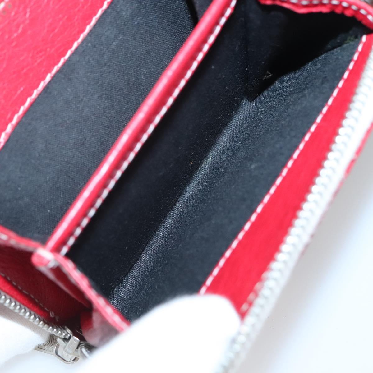 BALENCIAGA Bifold Wallet Leather Multicolor Red Silver