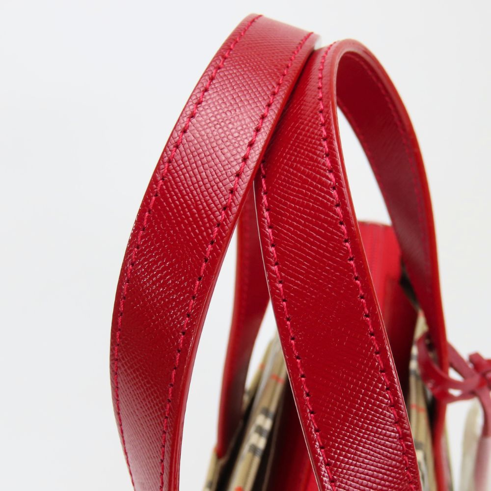 BURBERRY Handbag canvas Red Nova Check