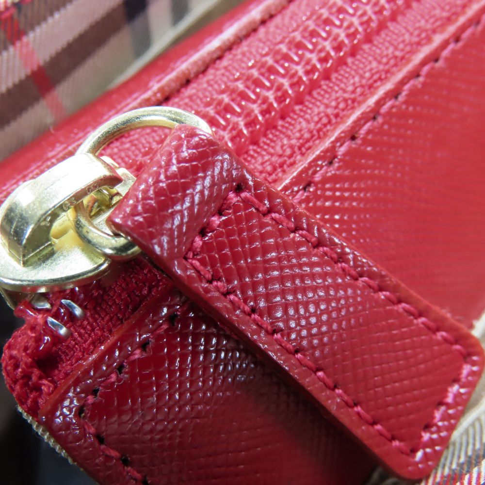 BURBERRY Handbag canvas Red Nova Check