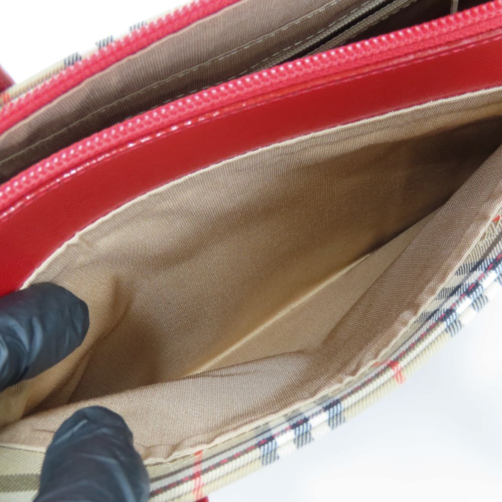 BURBERRY Handbag canvas Red Nova Check