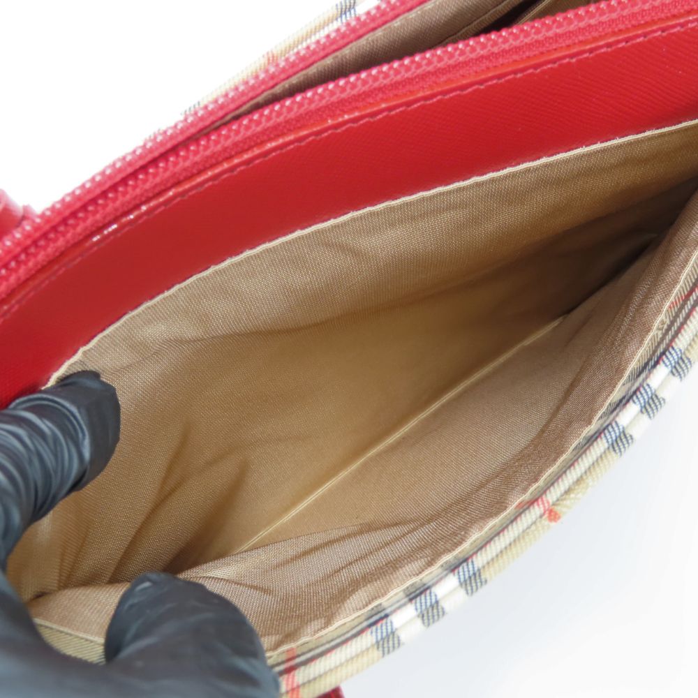 BURBERRY Handbag canvas Red Nova Check
