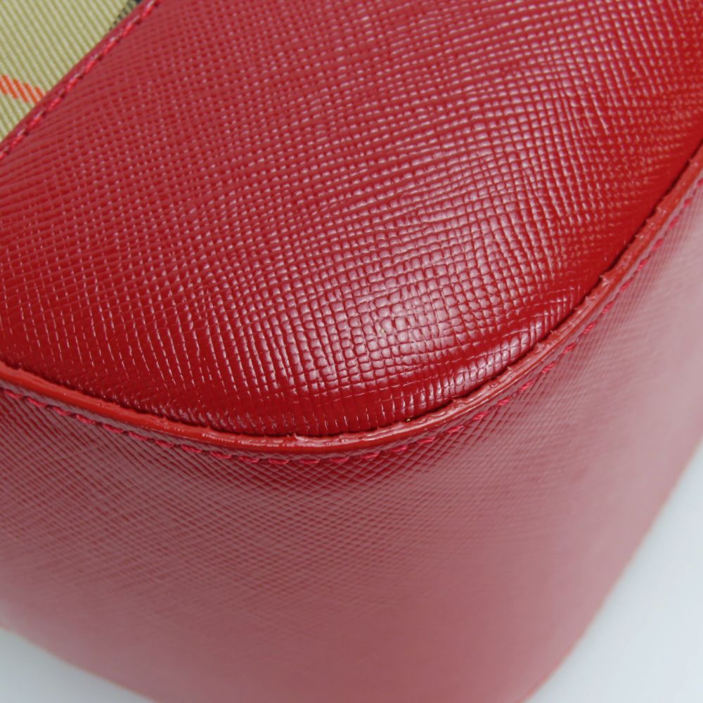 BURBERRY Handbag canvas Red Nova Check