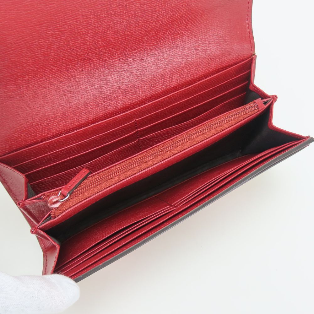GUCCI Long Wallet Purse 410100 leather Red type Blooms