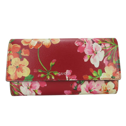 GUCCI Long Wallet Purse 410100 leather Red type Blooms