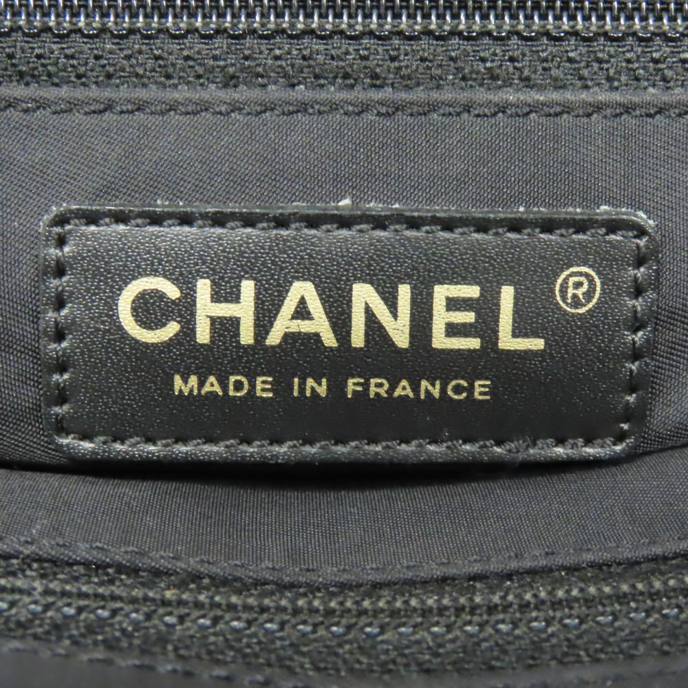 CHANEL Tote Bag Jacquard nylon black New travel line PM