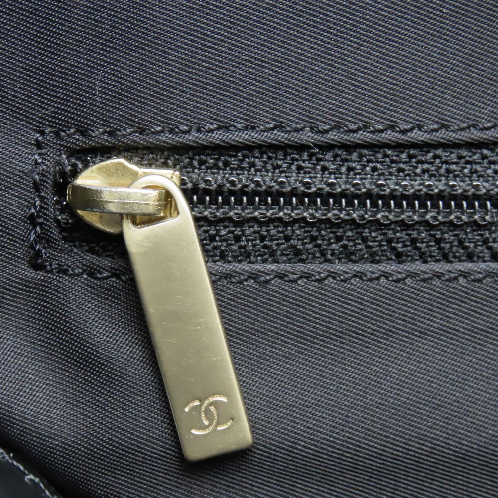 CHANEL Tote Bag Jacquard nylon black New travel line PM