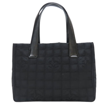 CHANEL Tote Bag Jacquard nylon black New travel line PM