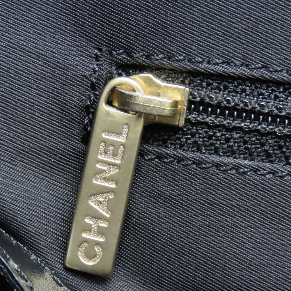 CHANEL Tote Bag Jacquard nylon black New travel line PM