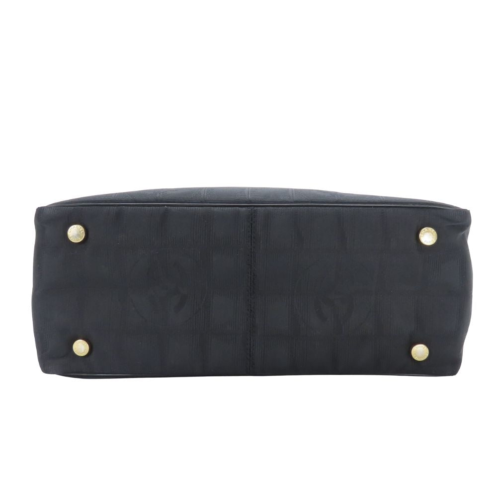 CHANEL Tote Bag Jacquard nylon black New travel line PM