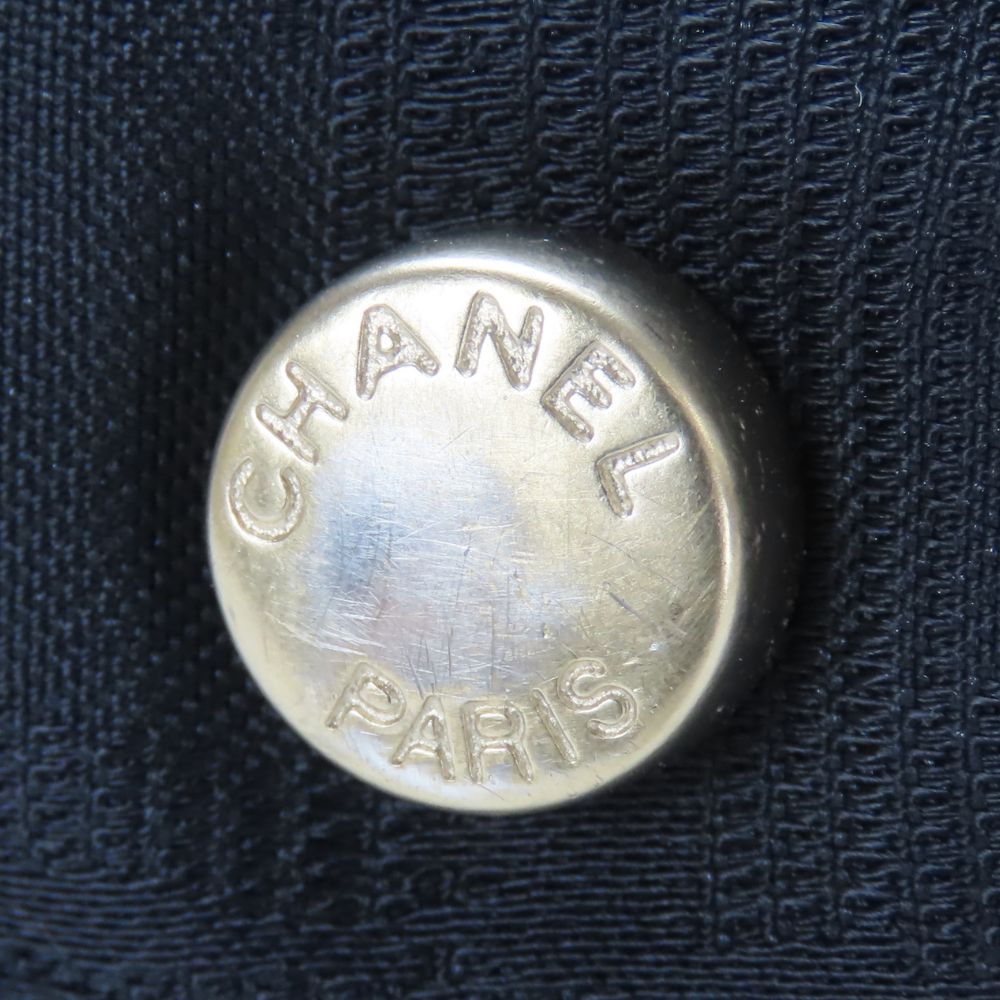 CHANEL Tote Bag Jacquard nylon black New travel line PM