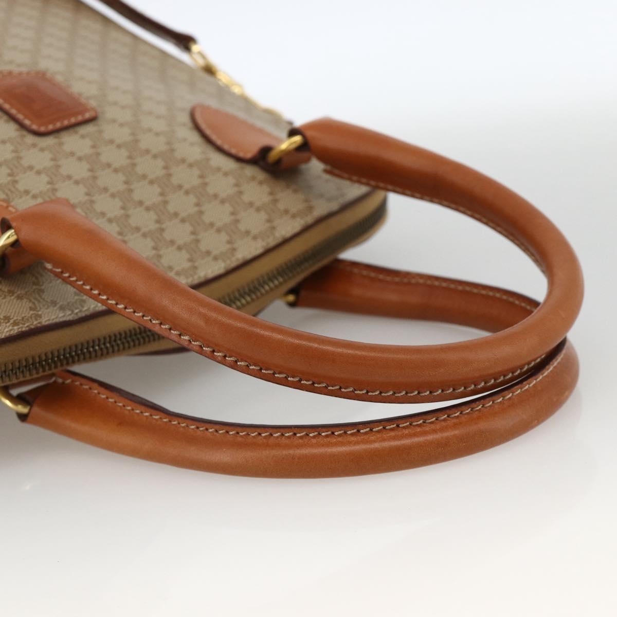 CELINE Two Way Macadam Canvas HandBag Beige Gold