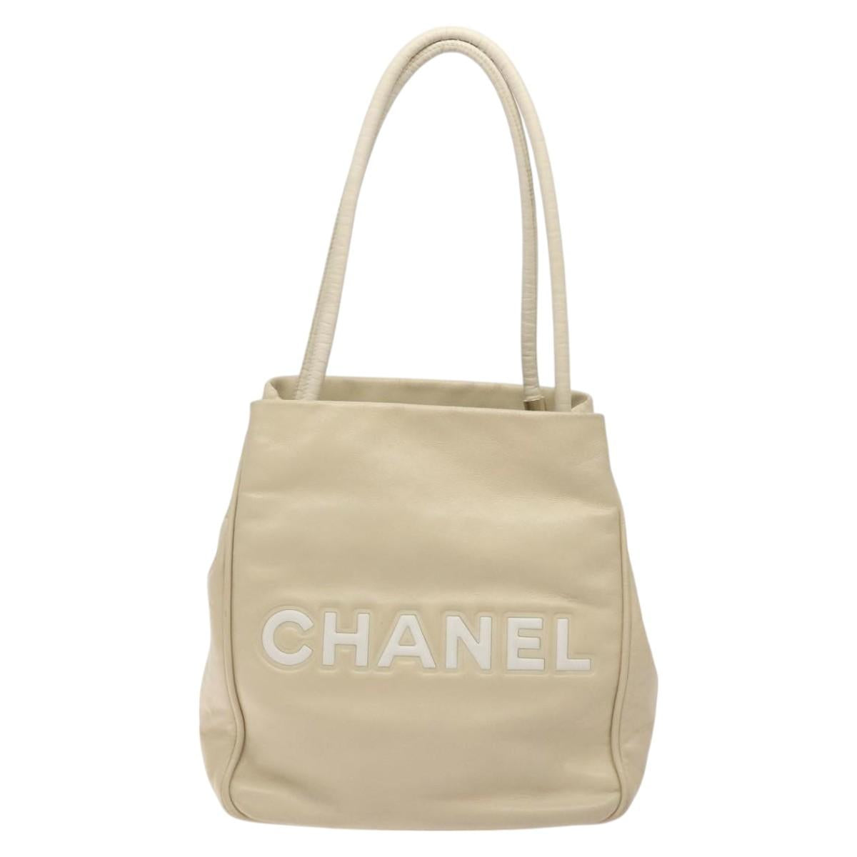 CHANEL Camelia Two Way Shoulder Bag Leather Ivory CC
