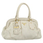 PRADA Hand Bag Vitello Daino Leather White Gold