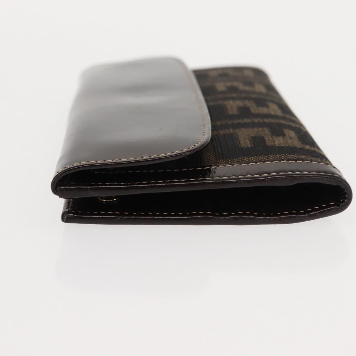 FENDI Zucca Canvas Long Wallet Black Brown