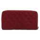 CHANEL Matelasse Long Wallet Caviar Skin Red Silver CC