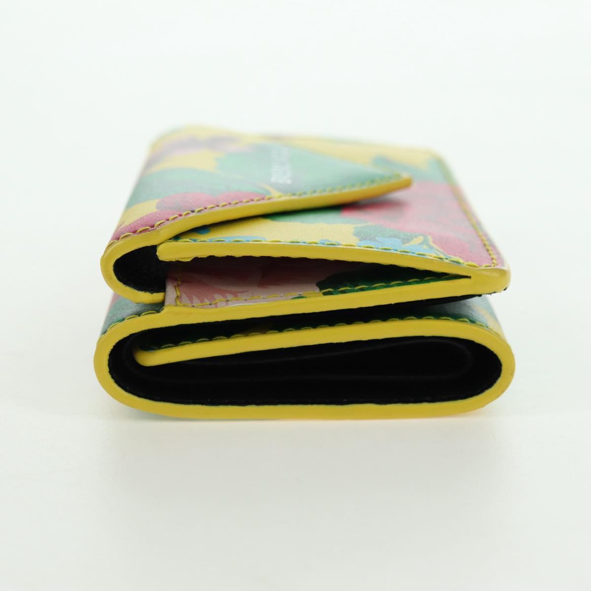 BALENCIAGA Mini Wallet Trifold Leather Yellow Silver