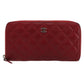 CHANEL Matelasse Long Wallet Caviar Skin Red Silver CC