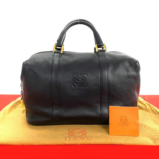LOEWE Handbag leather black Anagram logo Women Used Authentic