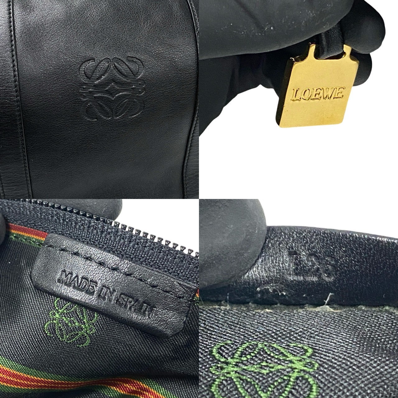 LOEWE Handbag leather black Anagram logo Women Used Authentic