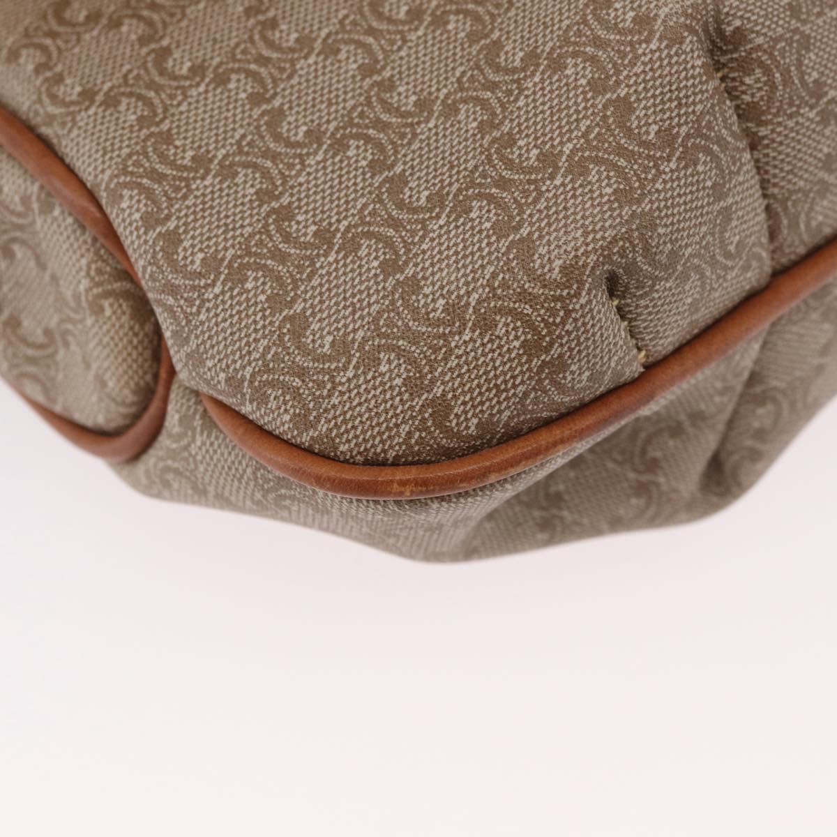 CELINE Macadam Monogram Canvas Shoulder Bag Beige Gold