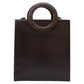 CELINE Hand Bag Leather Two Way Dark Brown Gold