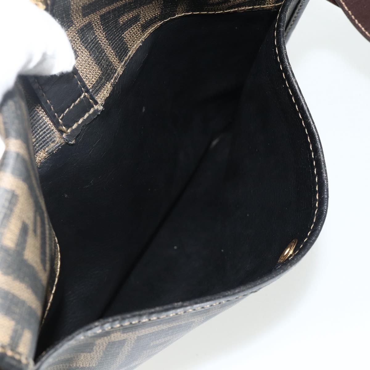 FENDI Zucca Canvas Shoulder Bag Black Brown