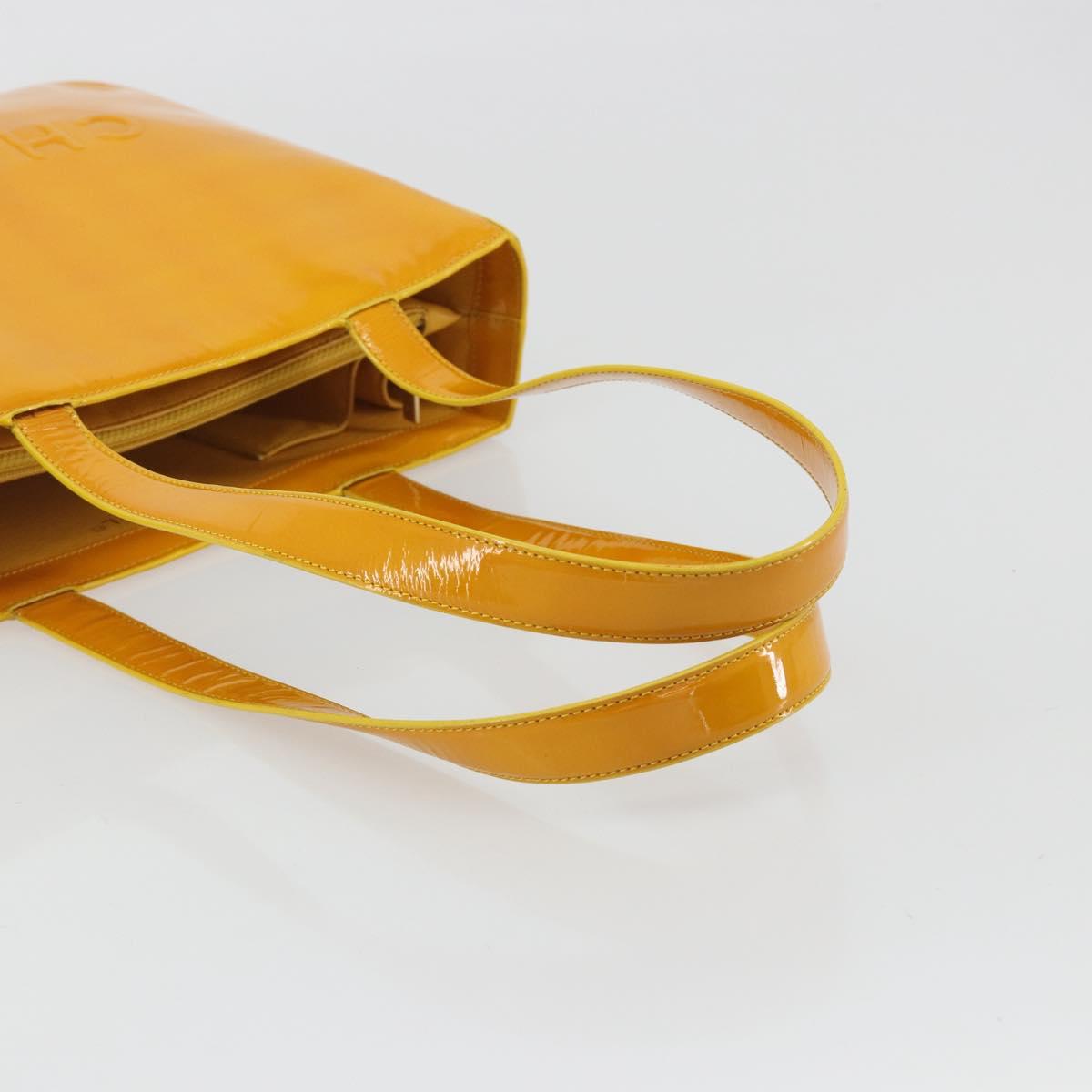 CHANEL Tote Bag Patent Leather Orange CC