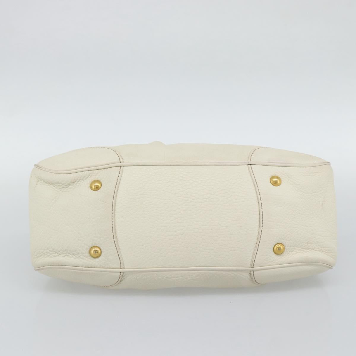PRADA Hand Bag Vitello Daino Leather White Gold