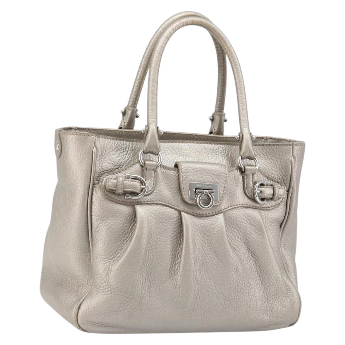 Salvatore Ferragamo Hand Bag Leather Silver