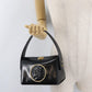FENDI Hand Bag Leather Black Gold