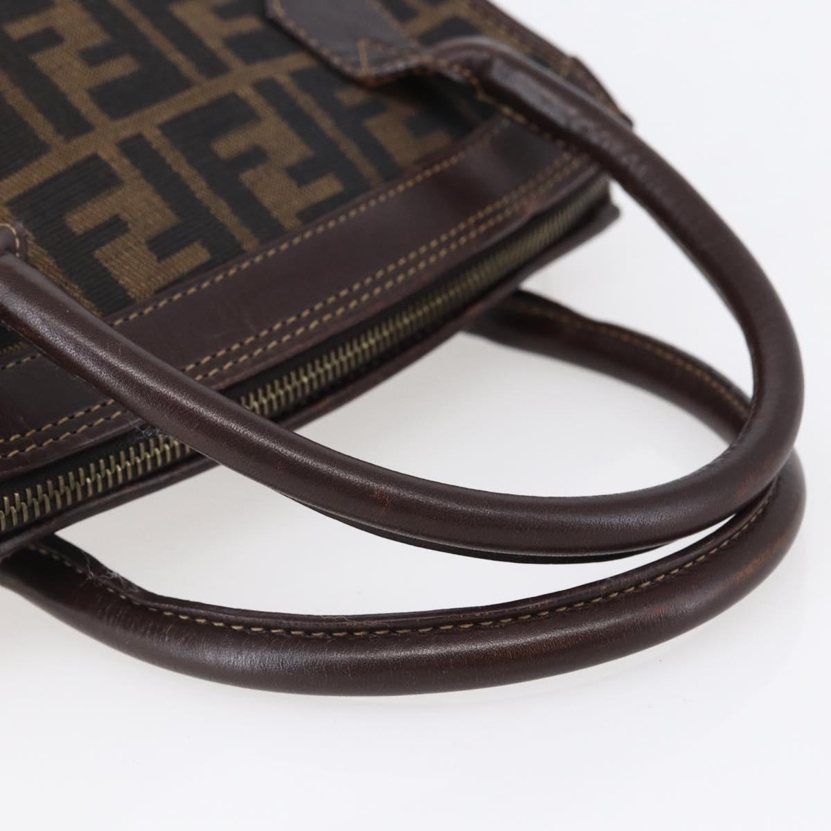 FENDI Zucca Canvas Hand Bag Black Brown Auth