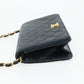 CHANEL Push Lock Chain Shoulder Bag Lambskin Navy Gold CC