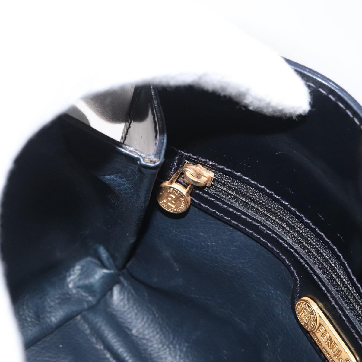FENDI Hand Bag Leather Black Gold