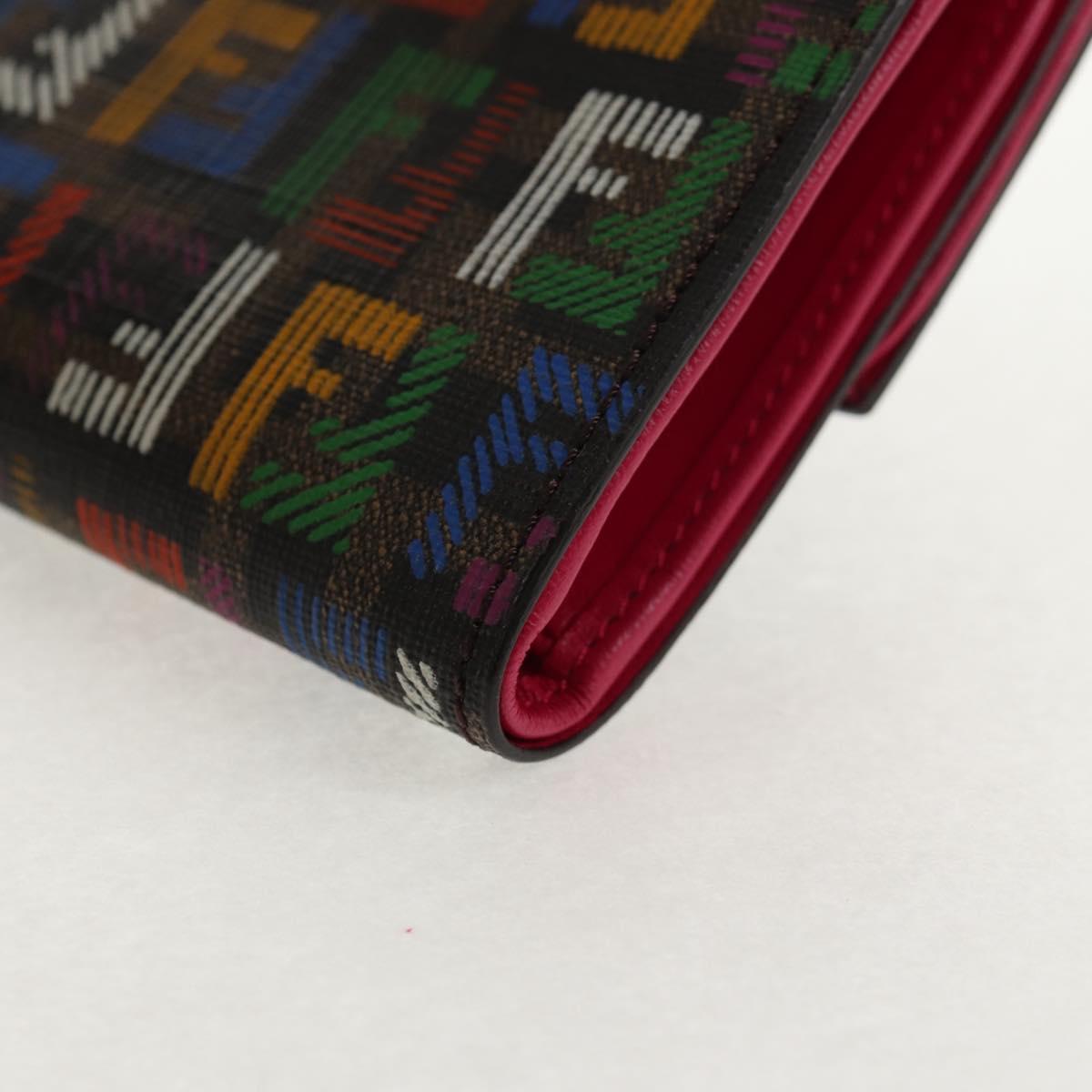 FENDI Zucca Canvas T rifold Wallet Multicolor Gold