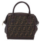 FENDI Zucca Canvas Hand Bag Black Brown Auth