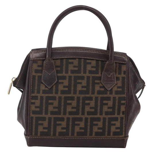 FENDI Zucca Canvas Hand Bag Black Brown Auth
