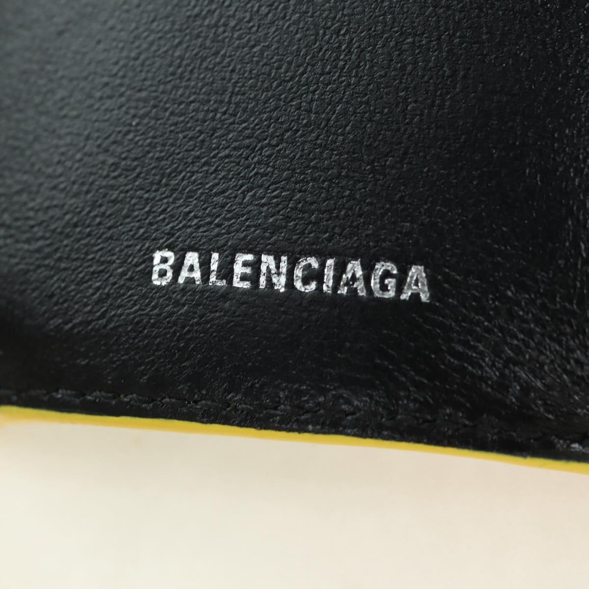 BALENCIAGA Mini Wallet Trifold Leather Yellow Silver