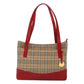 BURBERRY Nova Check Hand Bag Canvas Red Beige Gold