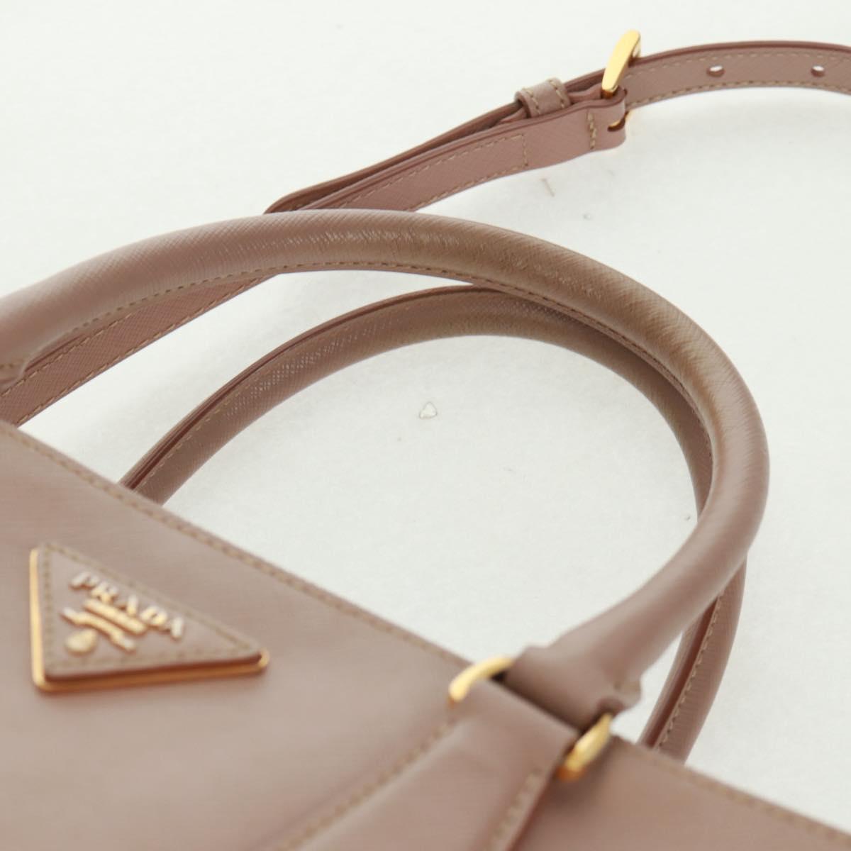 PRADA Two Way Hand Bag Saffiano Leather Pink Gold