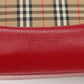 BURBERRY Nova Check Hand Bag Canvas Red Beige Gold