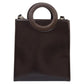 CELINE Hand Bag Leather Two Way Dark Brown Gold
