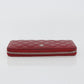 CHANEL Matelasse Long Wallet Caviar Skin Red Silver CC