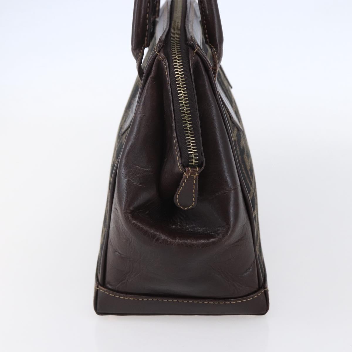FENDI Zucca Canvas Hand Bag Black Brown Auth