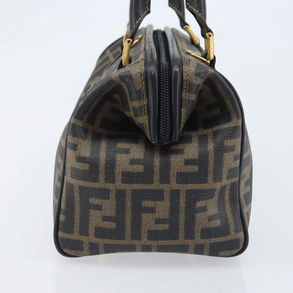 FENDI Zucca Canvas Boston Bag PVC Brown Black