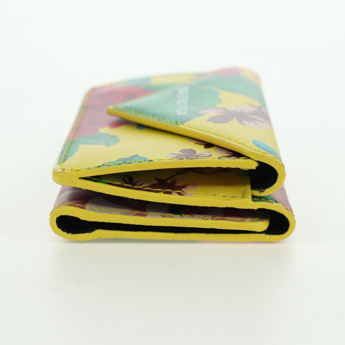 BALENCIAGA Mini Wallet Trifold Leather Yellow Silver