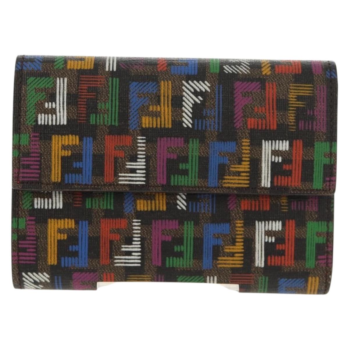 FENDI Zucca Canvas T rifold Wallet Multicolor Gold