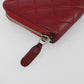 CHANEL Matelasse Long Wallet Caviar Skin Red Silver CC