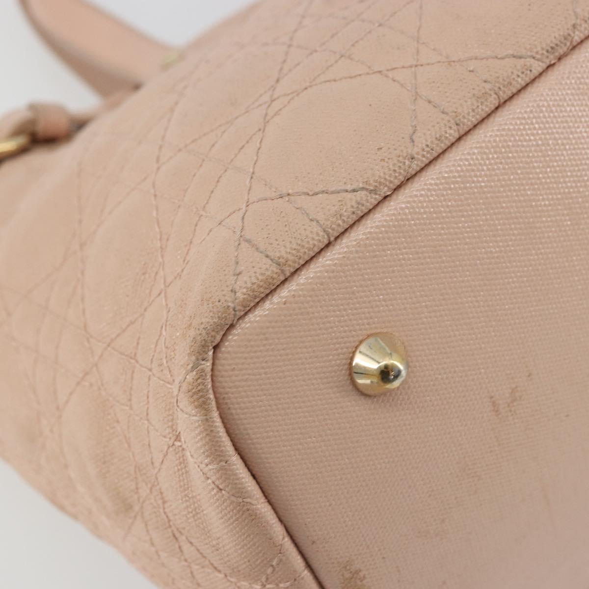 Christian Dior Cannage Panarea Hand Bag Coated Canvas Pink