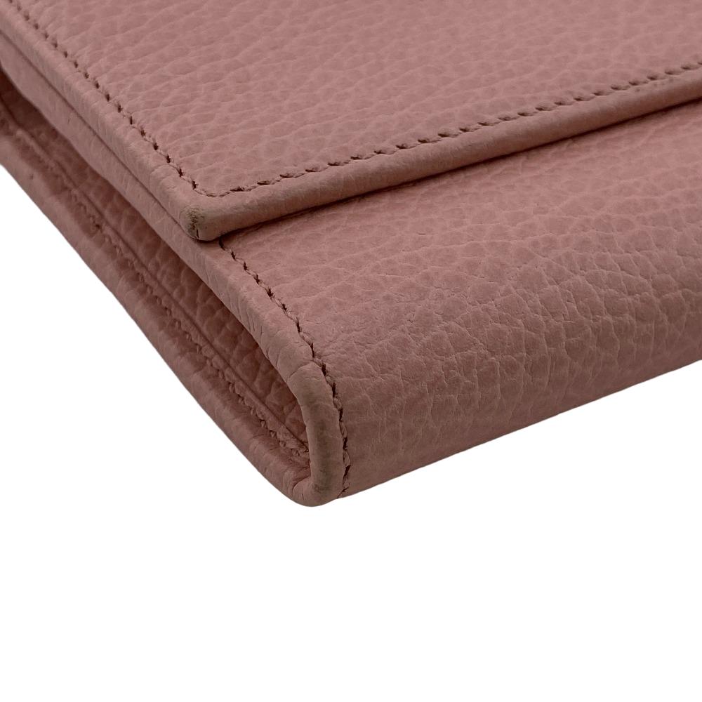 GUCCI Long Wallet Purse leather Pink type Petit Marmont leather