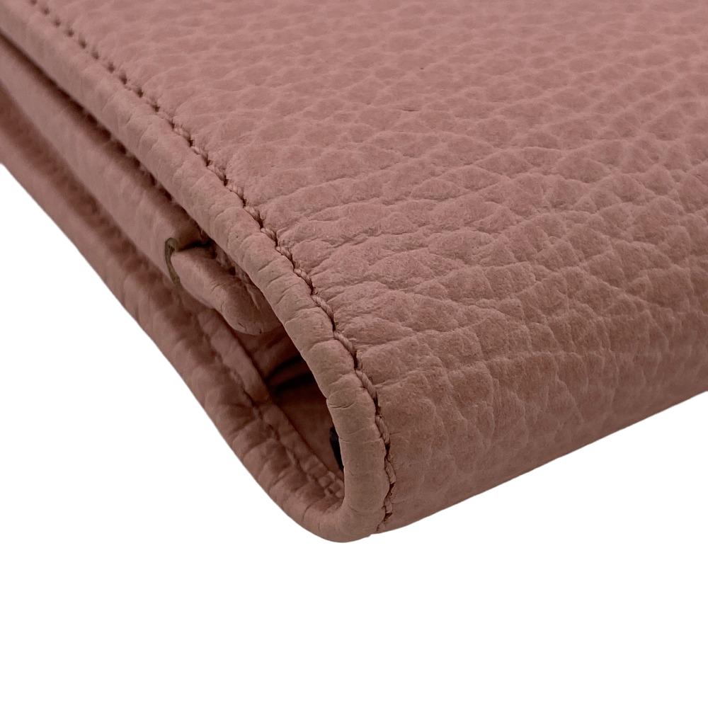 GUCCI Long Wallet Purse leather Pink type Petit Marmont leather